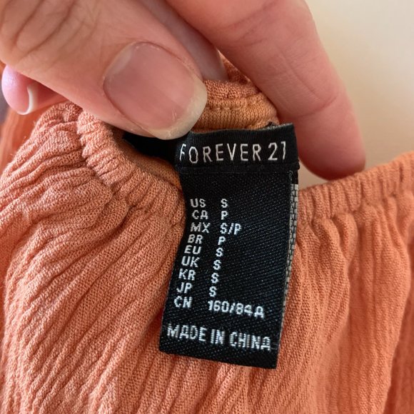 FOREVER 21 Embroidered Blush Crop Top Small - Picture 5 of 7